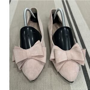 SAILING LU Ballet Flats Women's 42 (US sz 9 or 9.5) Large Bow Blush Pink EUC